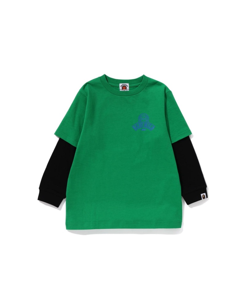 Hauts Bape Baby Milo Layered L/S Vert Enfant | FCM-72617526